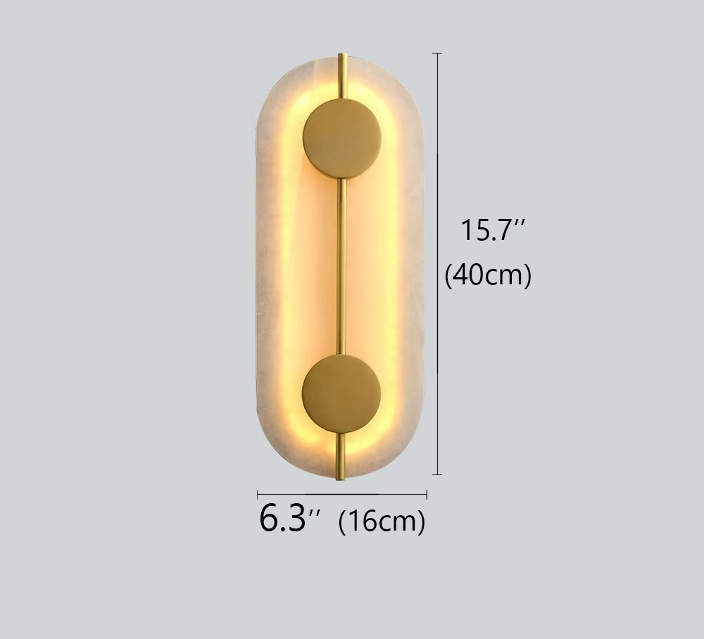 Dimension diagram showing height and width of wall light