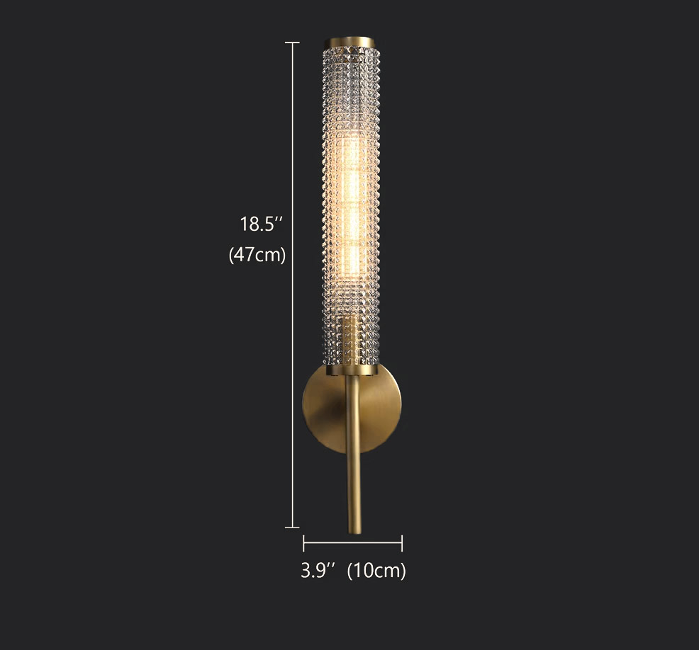 Dimension diagram showing height and width of wall light
